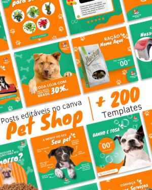 Pack Canva Pet Shop + 200 Artes para Instagram