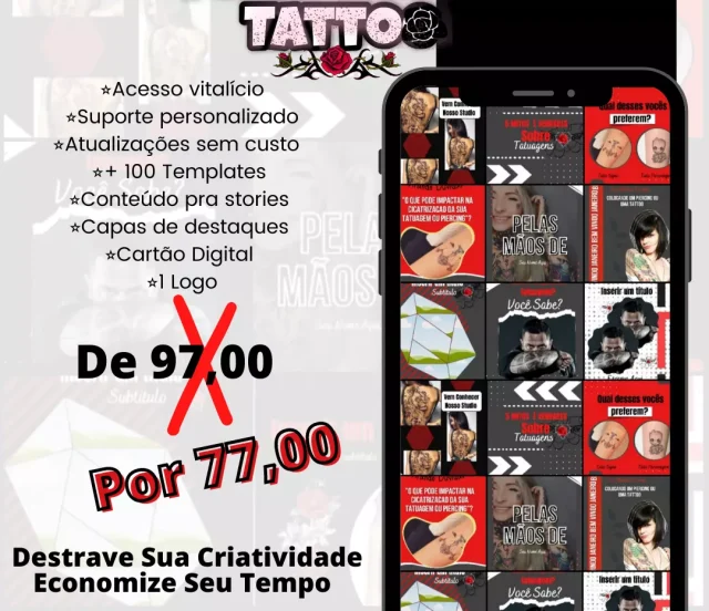 Pack Canva Tatuagem 90 Templates Para Feed e 50 para stories