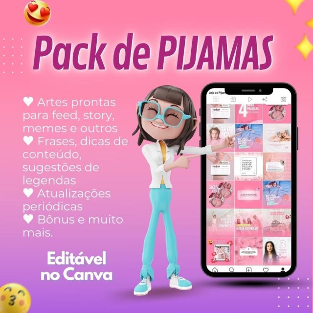 Pack Canva Loja De Pijama capa