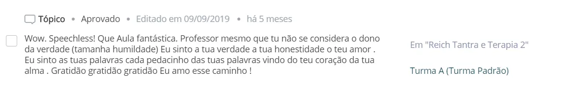 Curso de Massagem Tântrica depoimento6