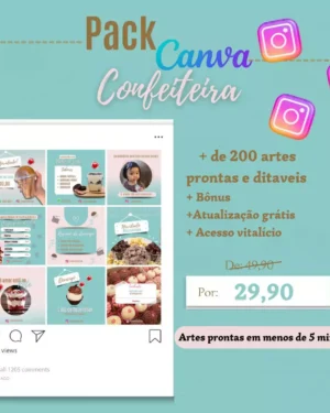 Pack Canva Confeiteira +200 Artes