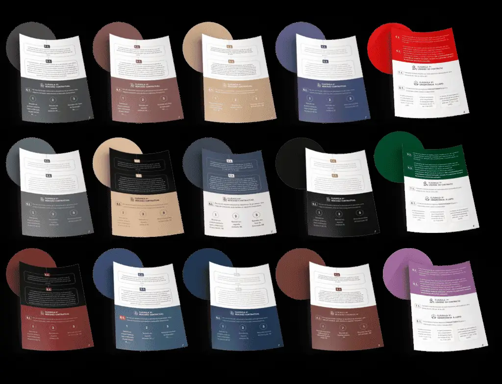 15 paletas de cores para o kit modernidade 4.0 legal design.