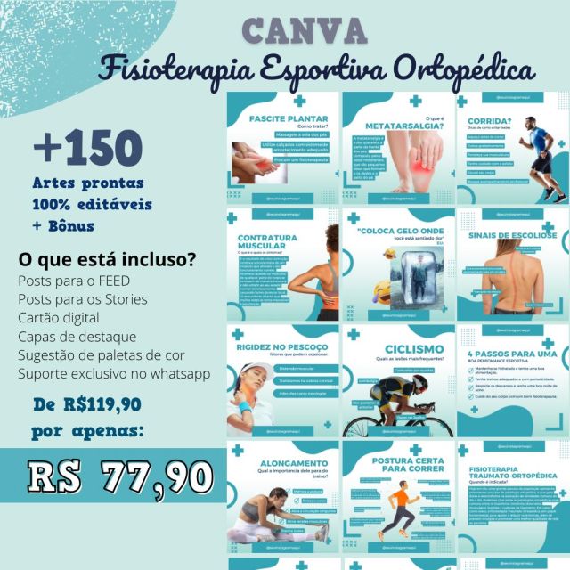 Pack Canva Fisioterapia Esportiva e Ortopédica Capa